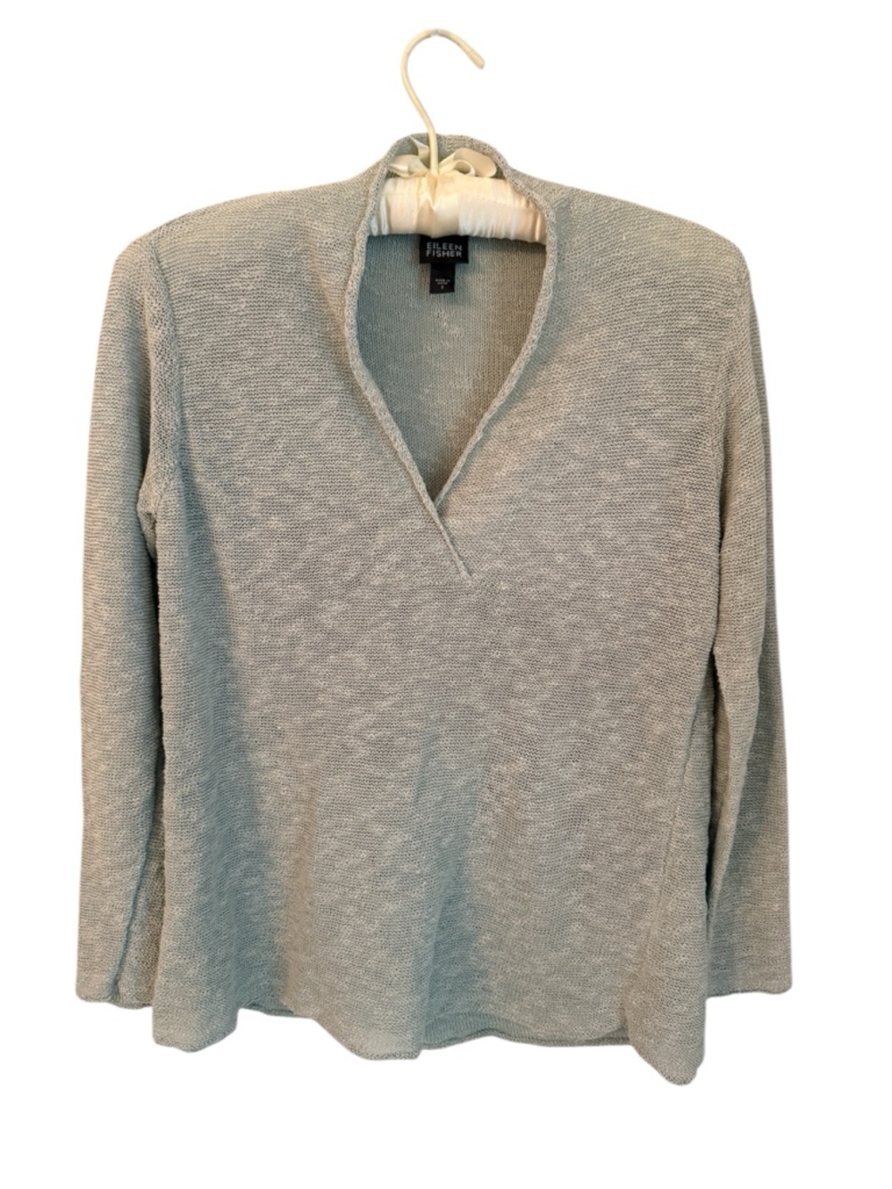 Eileen Fisher Linen Blend V Neck Sweater Sage Green Size S